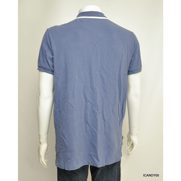Ralph Lauren Custom Fit Anchor Crest Mesh Polo Shirt T-Shirt Top Blue L Nwt - Picture 5 of 6
